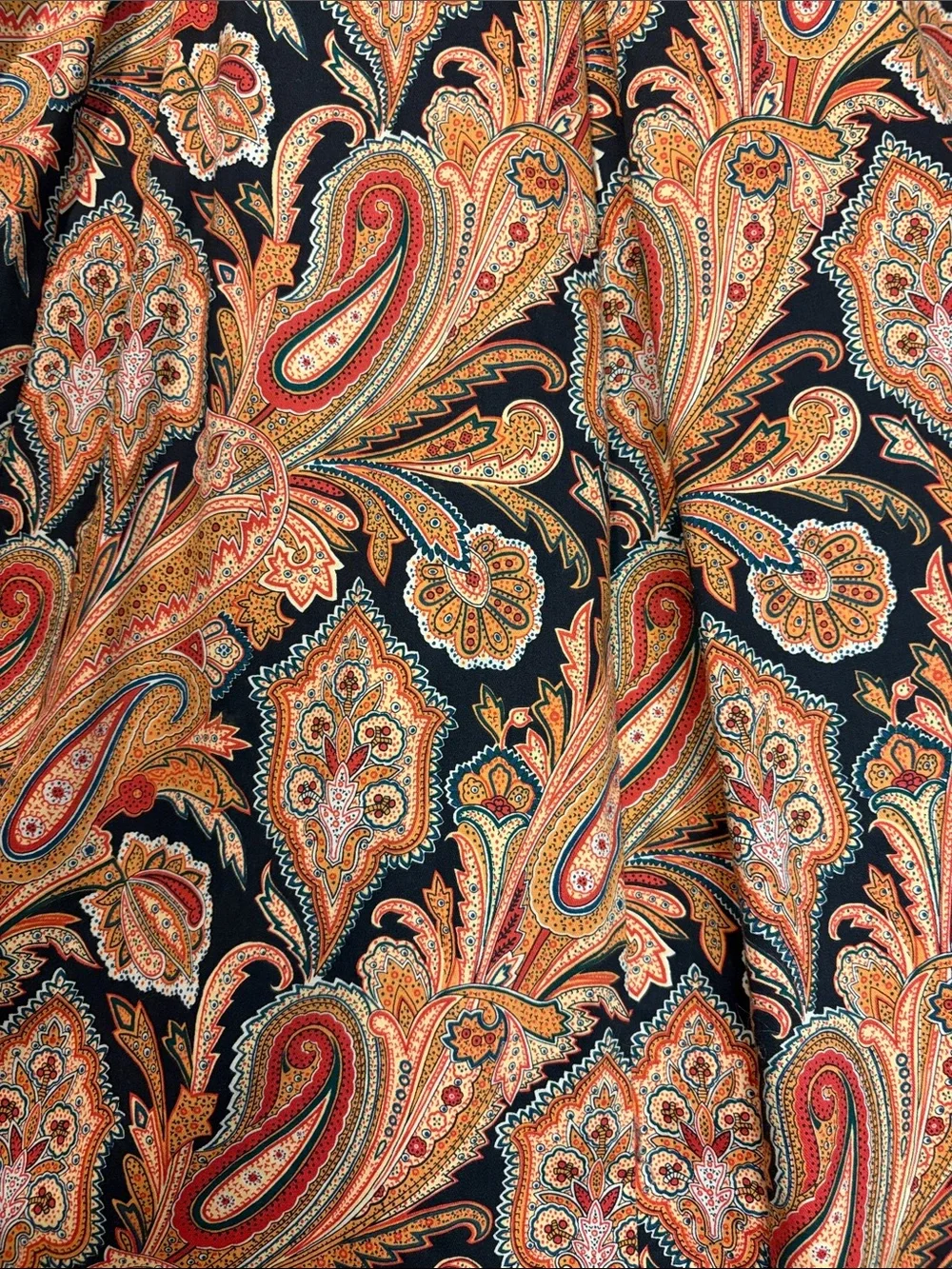 Vintage Herman Geist 100% Cotton Midi Maxi Skirt Paisley Print Pleated Size 14